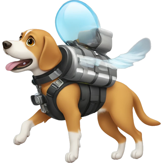 dog herring a jet pack emoji