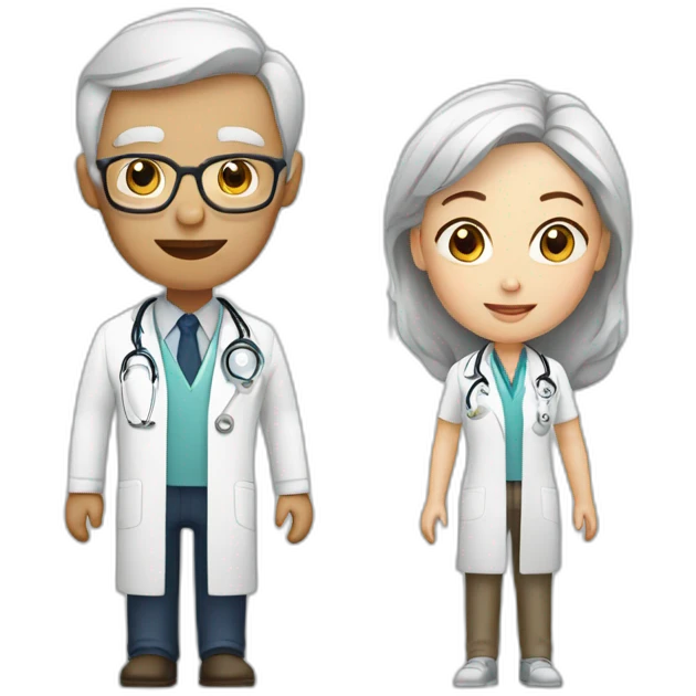 Doctor woman white and old wan patient emoji