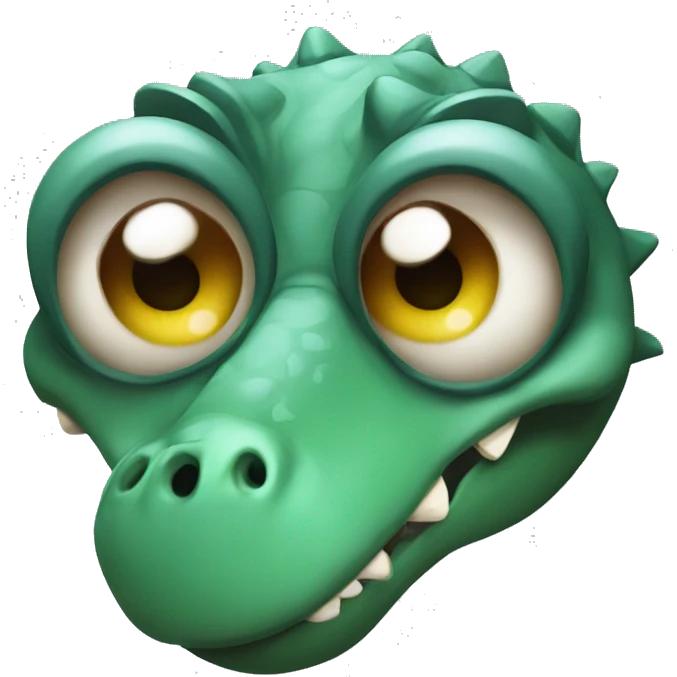 Create a dinosaur with a lazy eye and problems paying attention emoji