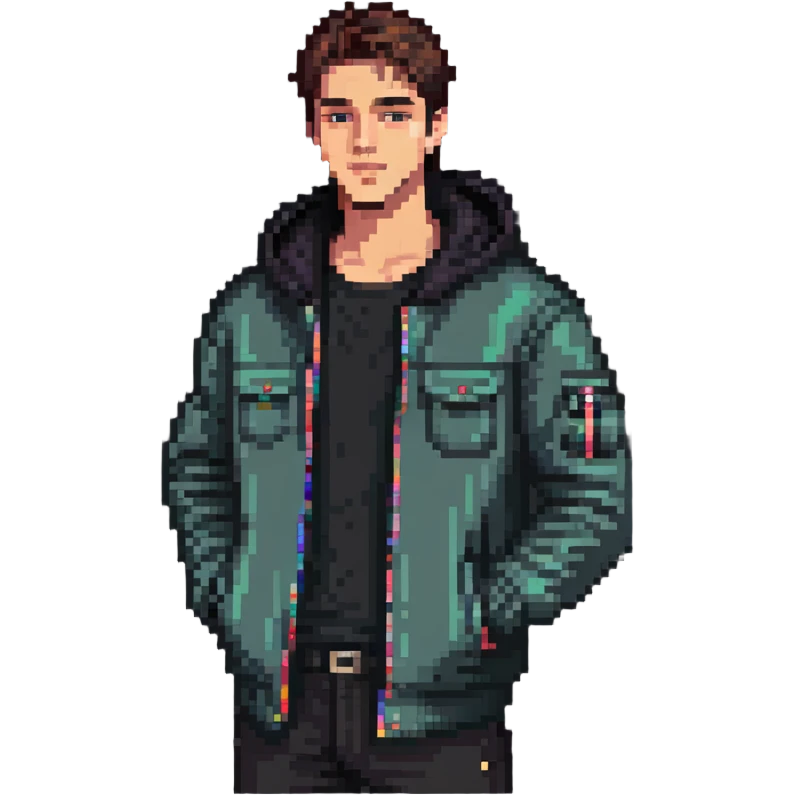 handsome guy in a cool jacket emoji
