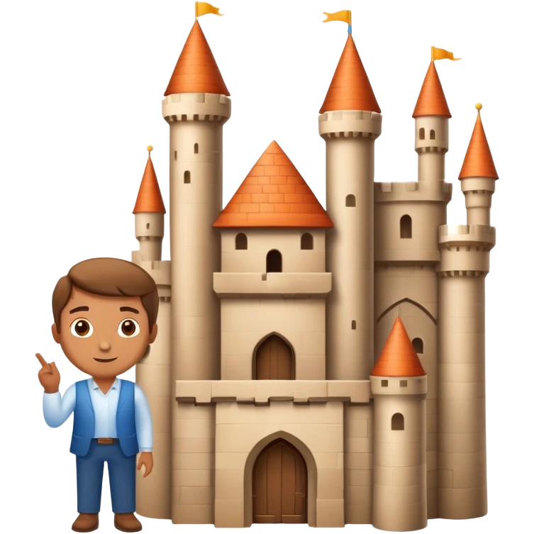 Visionary entrepreneur imagining completed castle instead of building blocks emoji