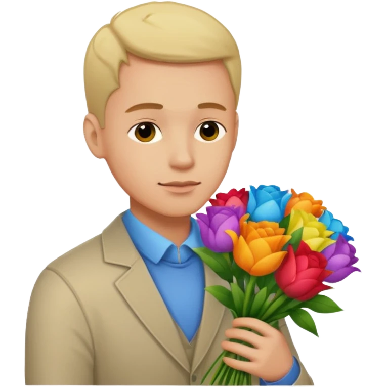 Man flowers in hands head emoji