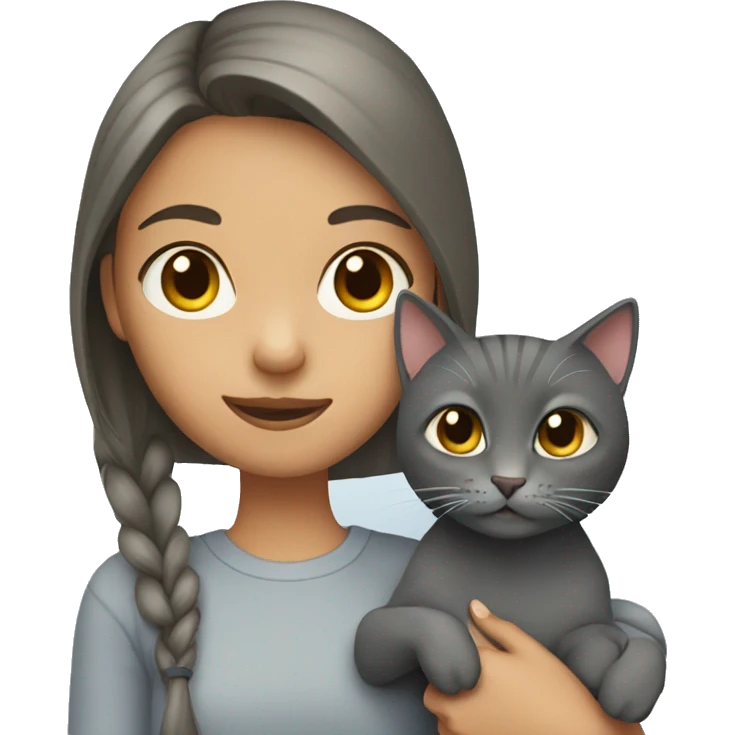 A girl with a gray cat emoji