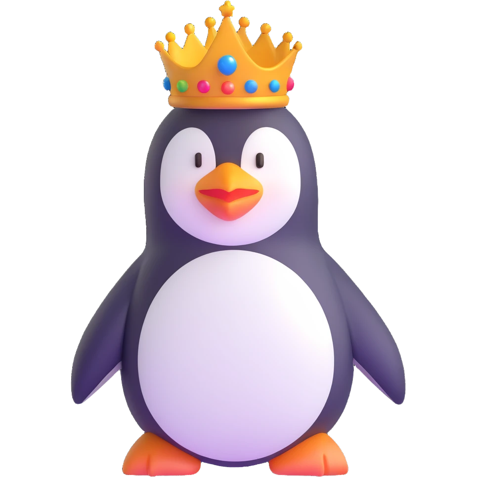 penguin with a crown emoji