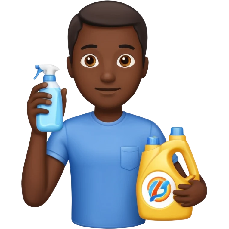 dark skin man holding laundry detergent emoji