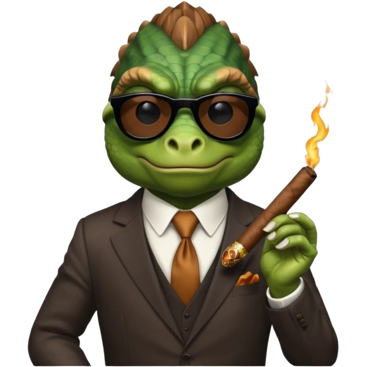 capitalist iguana banker godfather with black sunglasses emoji