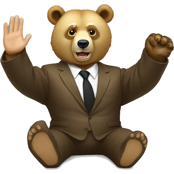 Putin sits on a bear and waves his hand emoji