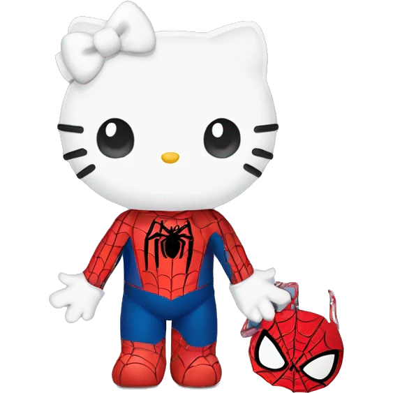 Hello Kitty holding hands with Spiderman  emoji