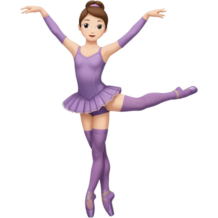 Ballet dancer in over the knee socks, leotard and long brown hair emoji