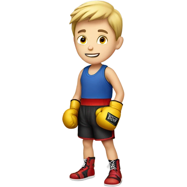 single caucasian boy in boxing gloves emoji