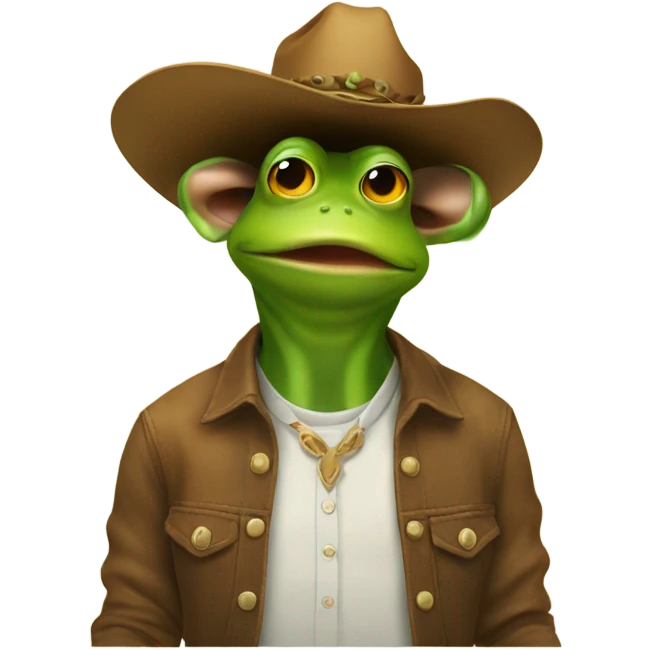 Me a frog sitting on a a cow looks like a cowboy emoji