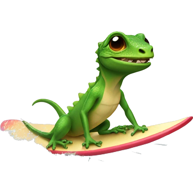 Lizard riding a surf board emoji
