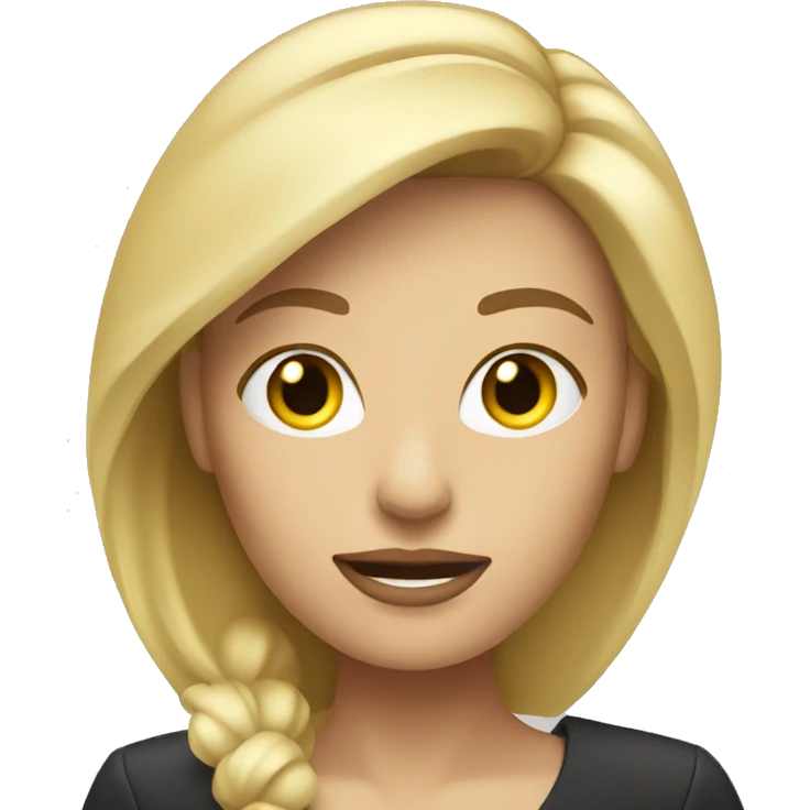 Blonde woman news reporter with microphone emoji