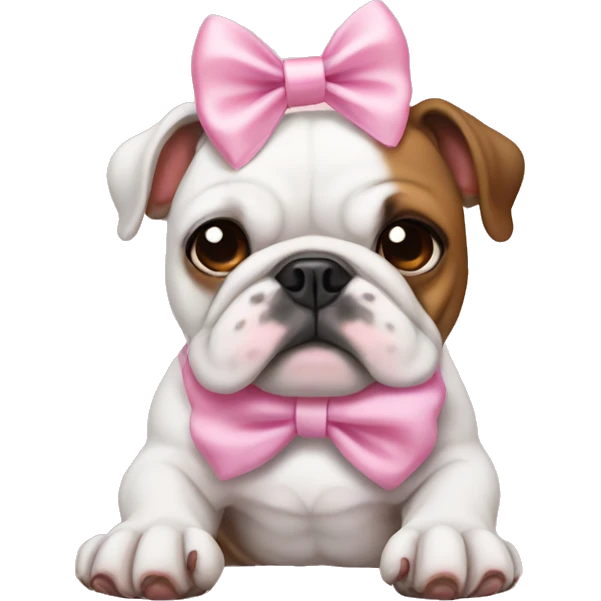 Bulldog with a baby pink bow emoji