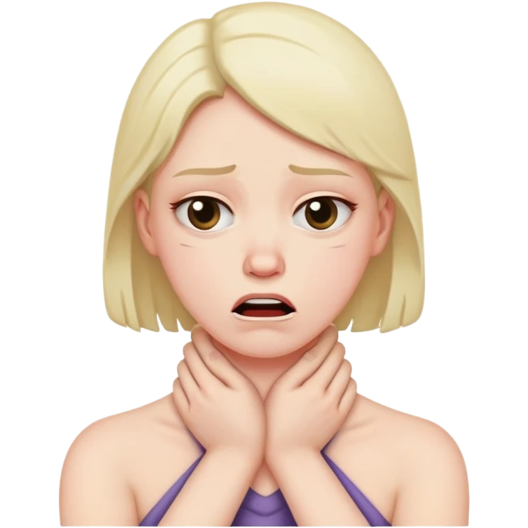 person frowning with hands across their neck to imitate choking themselves  emoji