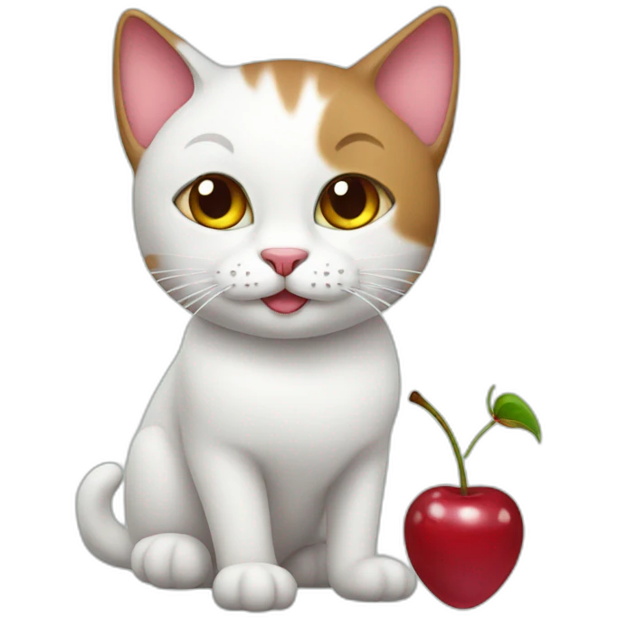 Cat with cherry emoji