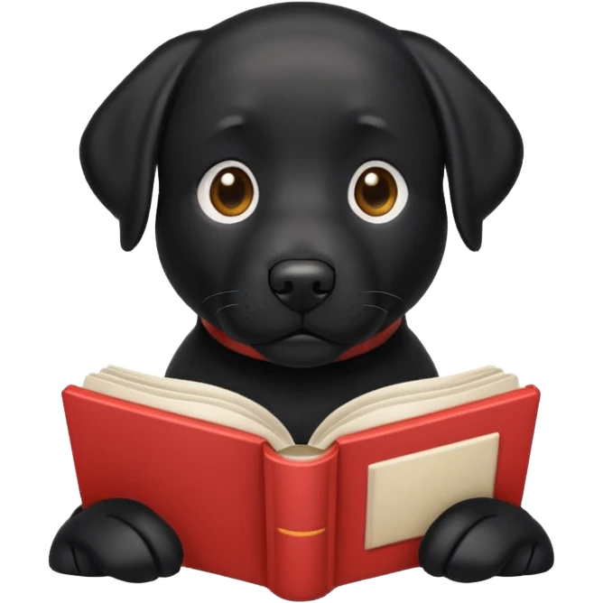 Black Labrador reading a book emoji