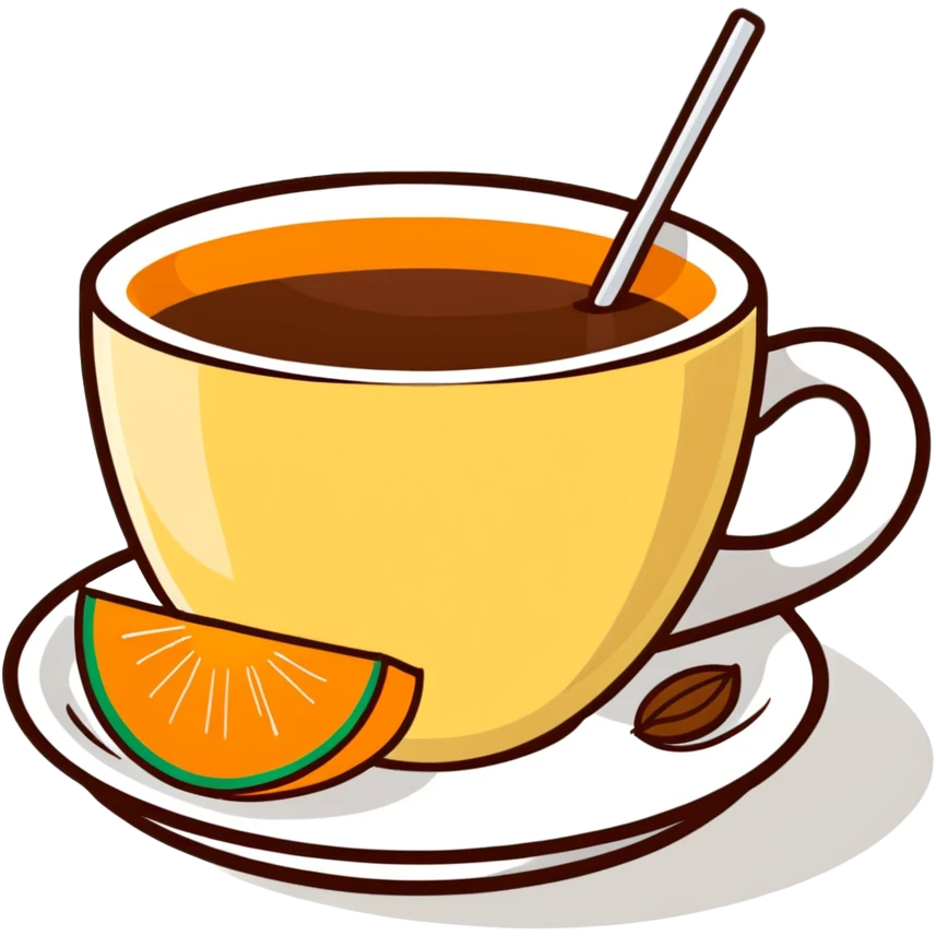 traditional carajillo in a small espresso cup with a slice of orange cantaloupe melon on a saucer emoji