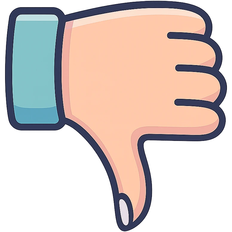 downward thumb, female hand with manicure, slightly curved wrist, icon-color-outlined style, thin clean contours, elegant soft rounded shapes, pastel palette #98B5BC, #B5B3C1, #C9A3C9, #E4C0CA, #F7DCD1, #F7C0AA, detailed shadows and highlights, soft lighting, no background emoji