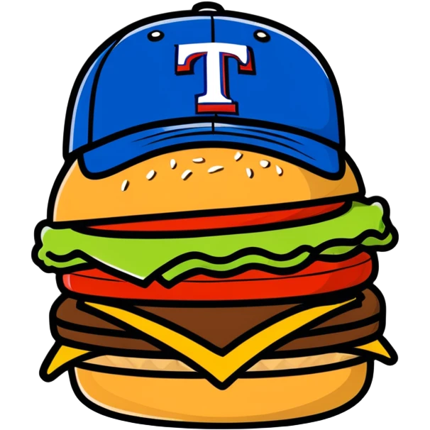 Texas Rangers baseball burger emoji