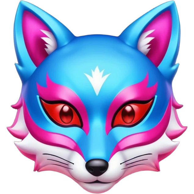 Luminous and neon mask with red, blue and pink fox glow. emoji