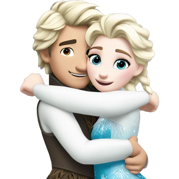 Elsa hugging Olaf  emoji
