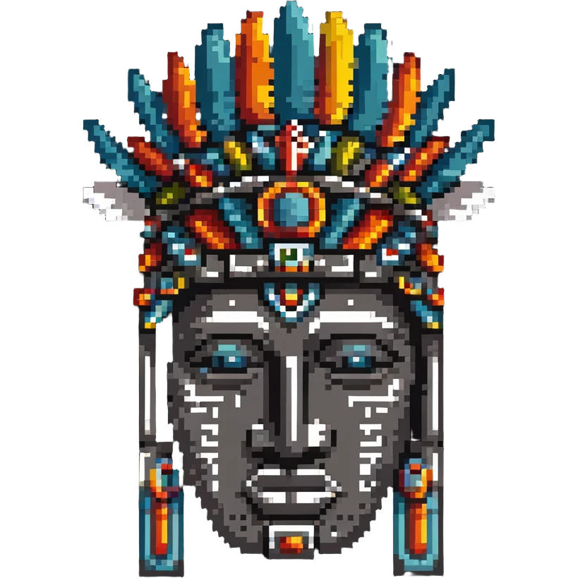 Toltec carved stone head with decorated headdress emoji