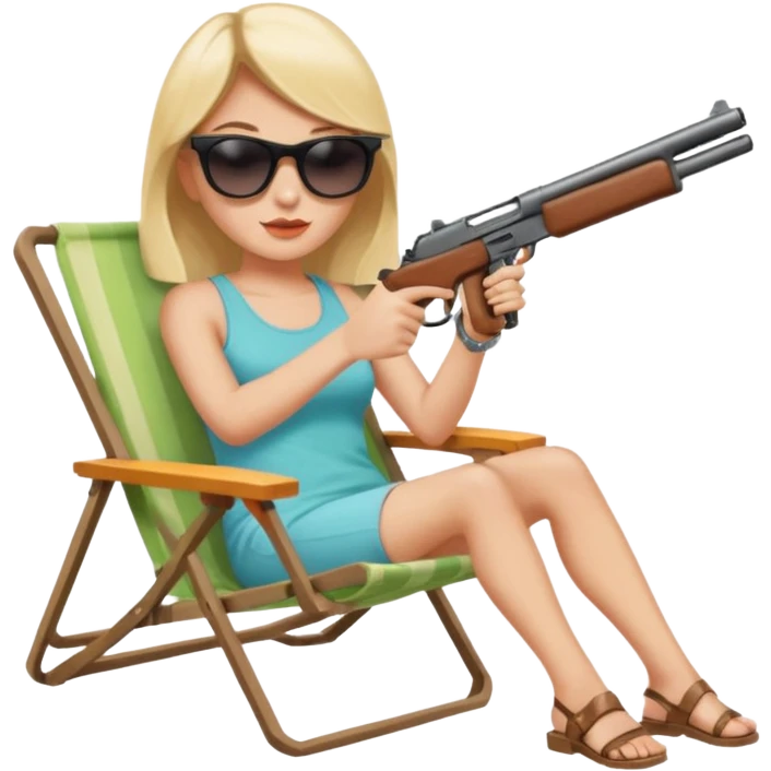 lady in a lawn chair with a gun emoji