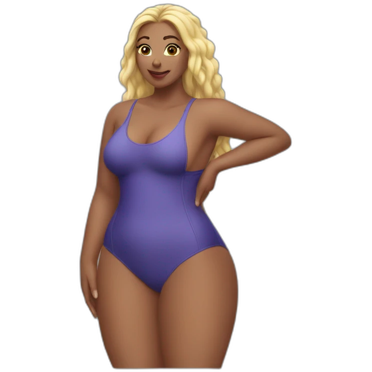 Slim-Thicc caucasian woman swimsuit posing emoji