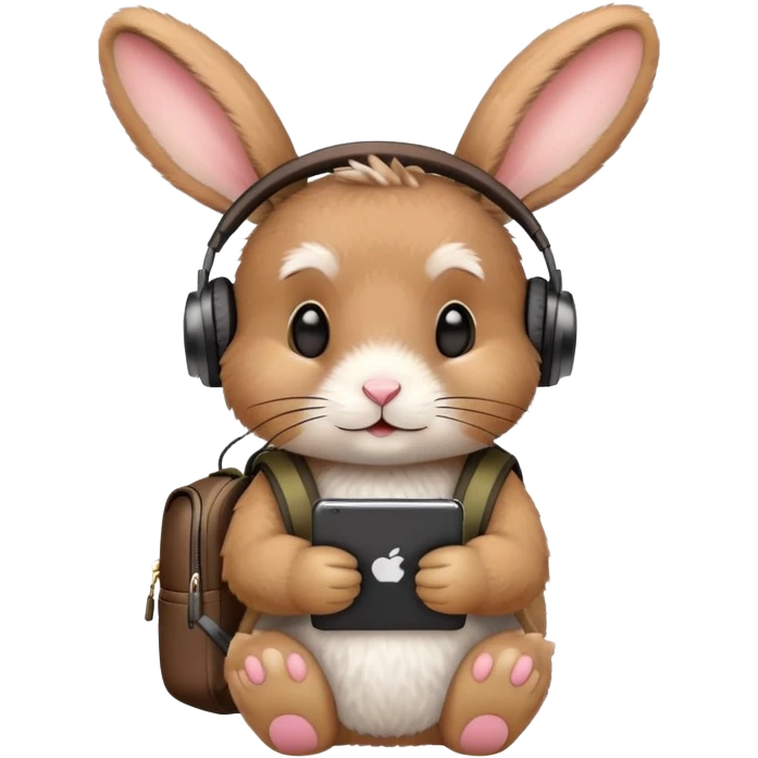 rabbit with headphones and backpack emoji
