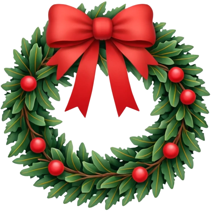 Evergreen wreath single red bow emoji
