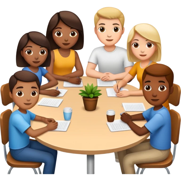group of people sitting at a table emoji