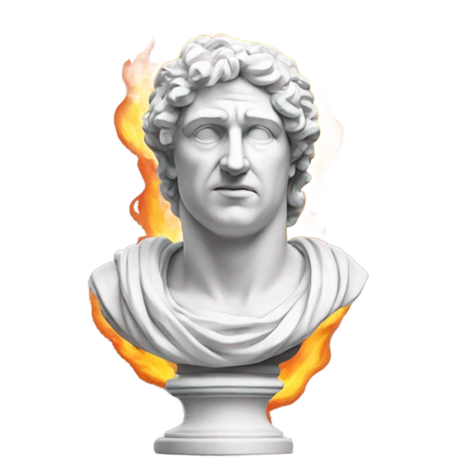 white roman bust on fire emoji