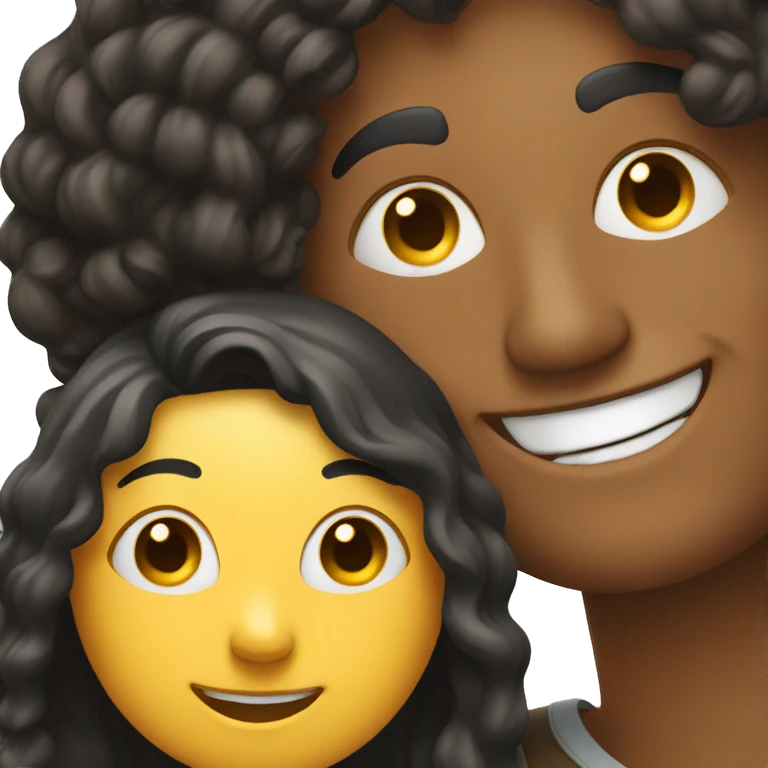A covered woman and a man smiling in a selfie emoji