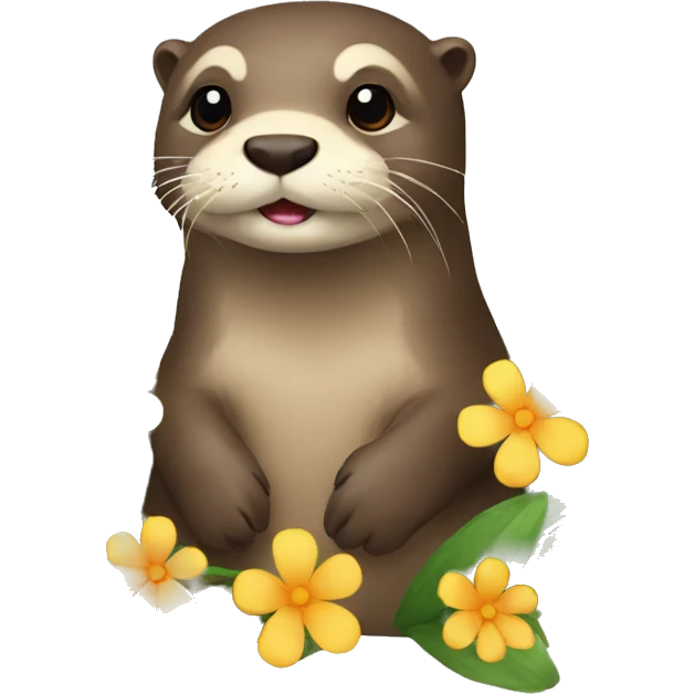 otter whit flowers emoji
