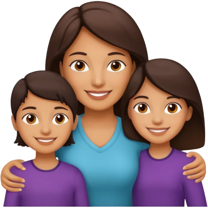 Latin mom with 3 kids. 2 girls and a boy emoji