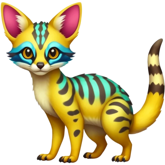  randomly colored colorful cute neon-colored brightly colored Fakémon-Fionbri-Vernid-Genet-creature with markings (full body) emoji