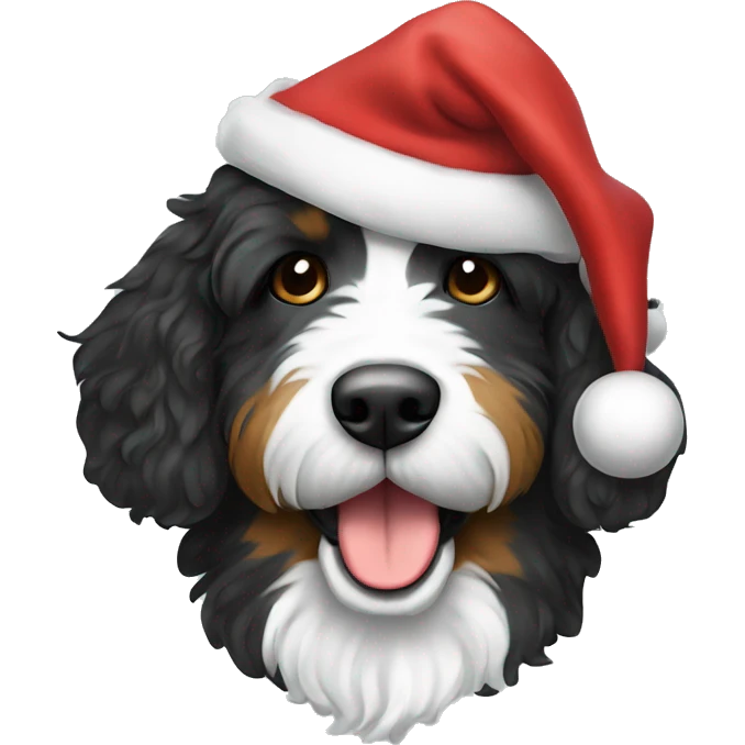Bernedoodle with Santa hat emoji