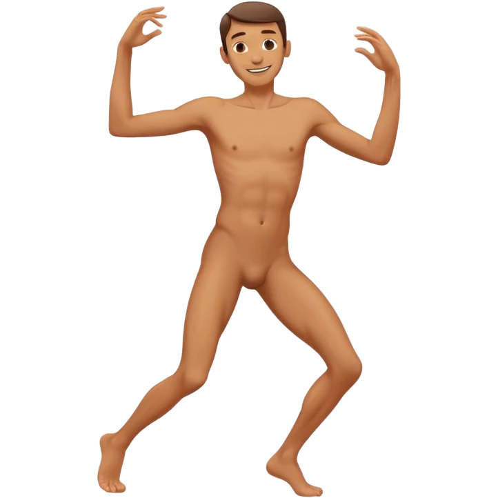 Skinny naked guy dancing happy emoji