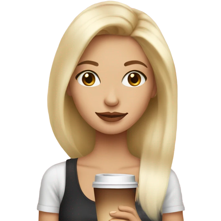 Blonde girl wearing soft makeup and drinking coffee emoji