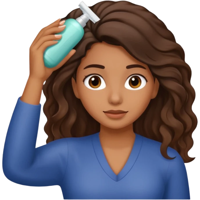 Latina girl applying conditioner to her hair emoji