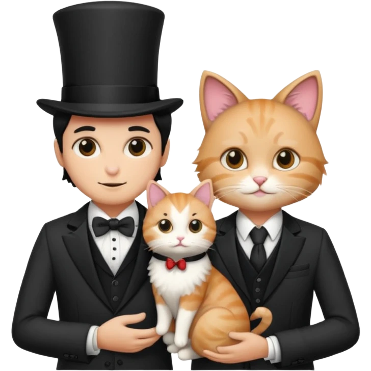 magician couple and their pet cat emoji