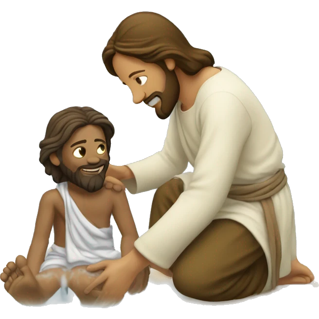 Jesus washes disciple’s feet  emoji