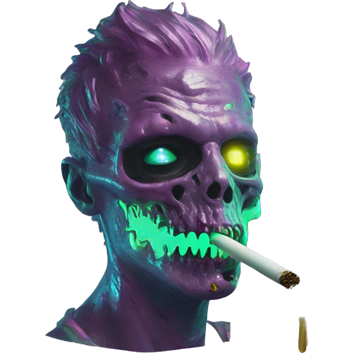 _Zombie)_ Vaporwave black holographic oilslick zombie unicorn _|smoking_ yellow caution tape  emoji