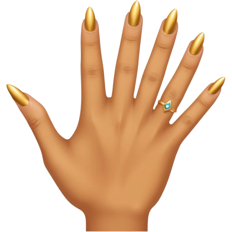 Tan skin hand with really short gold nails emoji