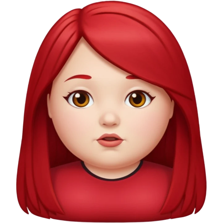 chubby white girl with cherry red long straight hair emoji