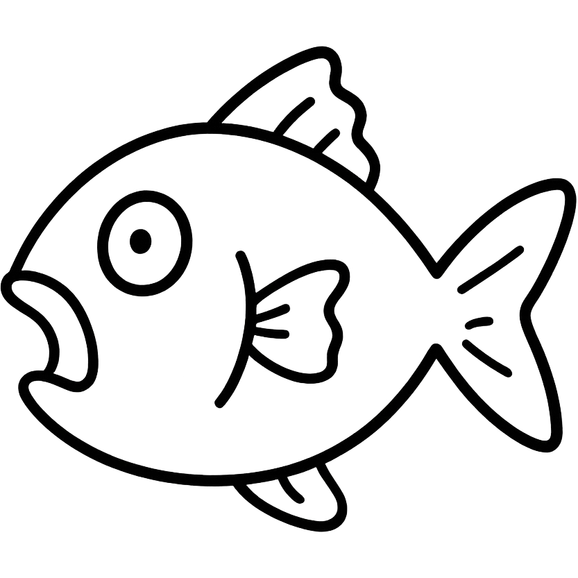 hand-drawn outline style surprised fish icon emoji