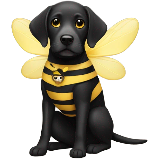 Black lab in a bee costume  emoji