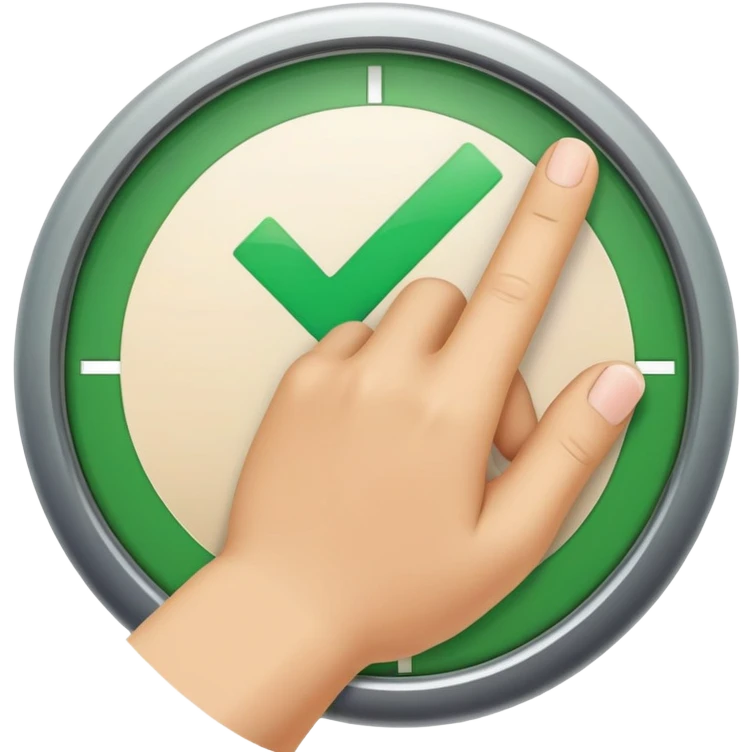 A cartoon hand with finger checking off a green checkbox inside a circular progress tracker that is partially filled, symbolizing completed tasks and progress visualization emoji