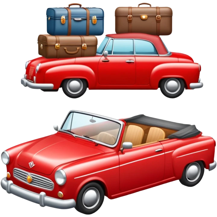 Road trip car packed with luggage and camping gear emoji